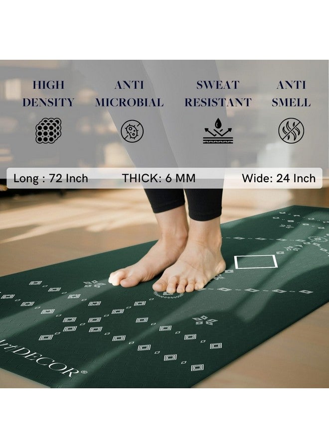 ThinkArtDecor Think Art Decor Alignment Yoga Mat for Women, Men, Kids, 6mm Thick TPE Mat with Strap, Dual textured for Anti-Slip, Durable Exercise Mat for Home Workout, Gym*, Meditation (24X72 inch, Emerald Green) - Image 2