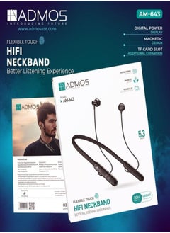 Admos Wireless Digital Display In Ear Earphone Wireless In Ear Neckband with Up To 80 Hours of Playtime And Bluetooth 