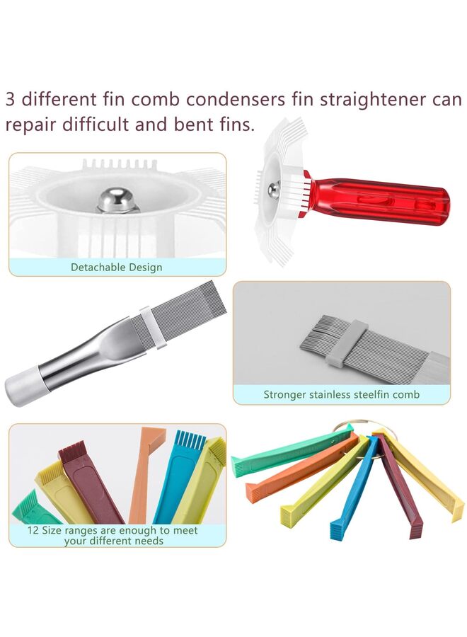 5 Pcs Air Conditioner Fin Cleaner Set 3 Different Ac Fin Comb Condenser Fin Straightener,2 Different Brush Condenser Ac Coil Cleaner Air Refrigerator Fin Cleaner Evaporator Radiator Rep - Image 2