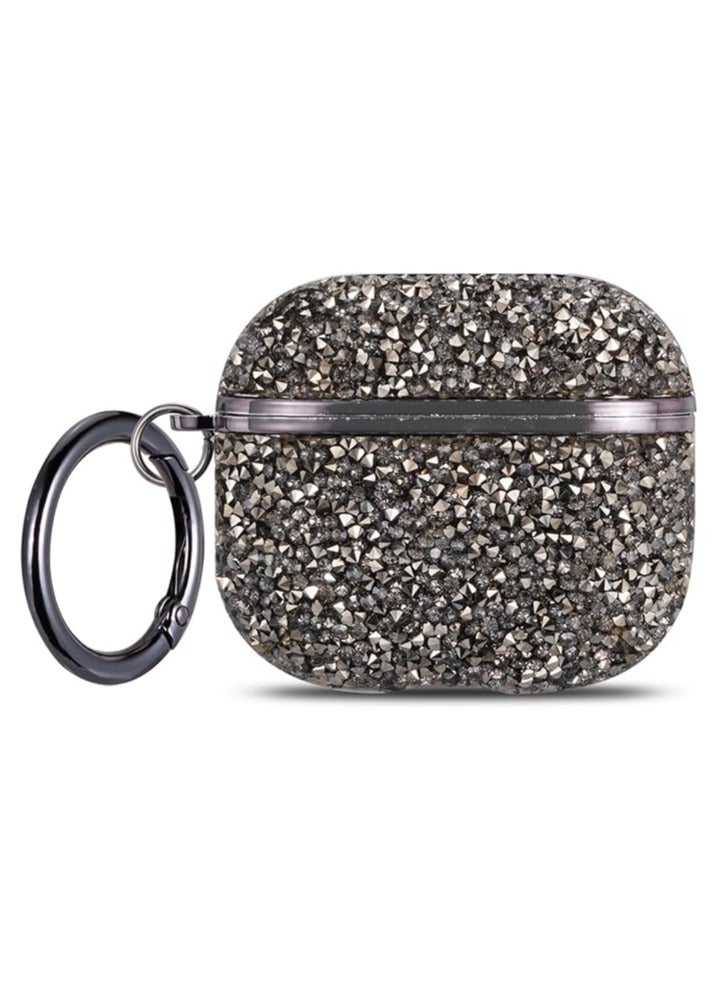 Compatible with AirPods 4 Case, Protective Glitter Hard PC Diamond Case, Compatible with AirPods 4 with Active Noise Cancelling for Women (Black) 