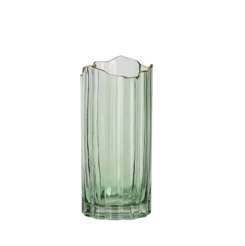 PEPAXON Heavy Glass Vase for Flower Tall Vase Cylinder Vase Tabletop Decoration Green 3.9"" L x 3.9"" W x 9.8"" H - Image 1
