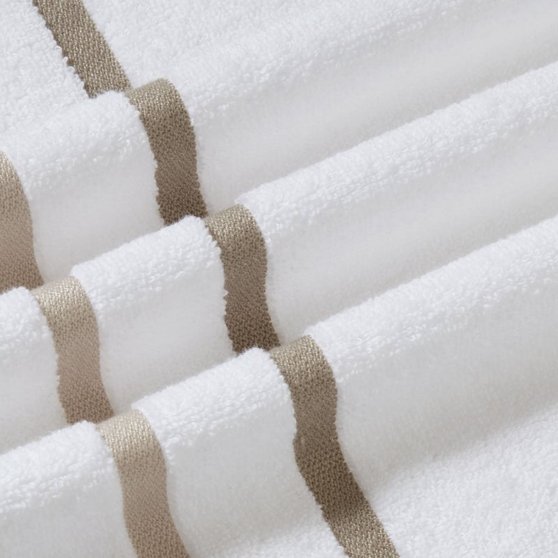 Comfort Spaces Cotton 8 Piece Bath Towel Set Striped Ultra Soft Hotel Quality Quick Dry Absorbent Bathroom Shower Hand Face Washcloths, Multi-Sizes, Zero Twist Taupe 8 Piece - Image 3