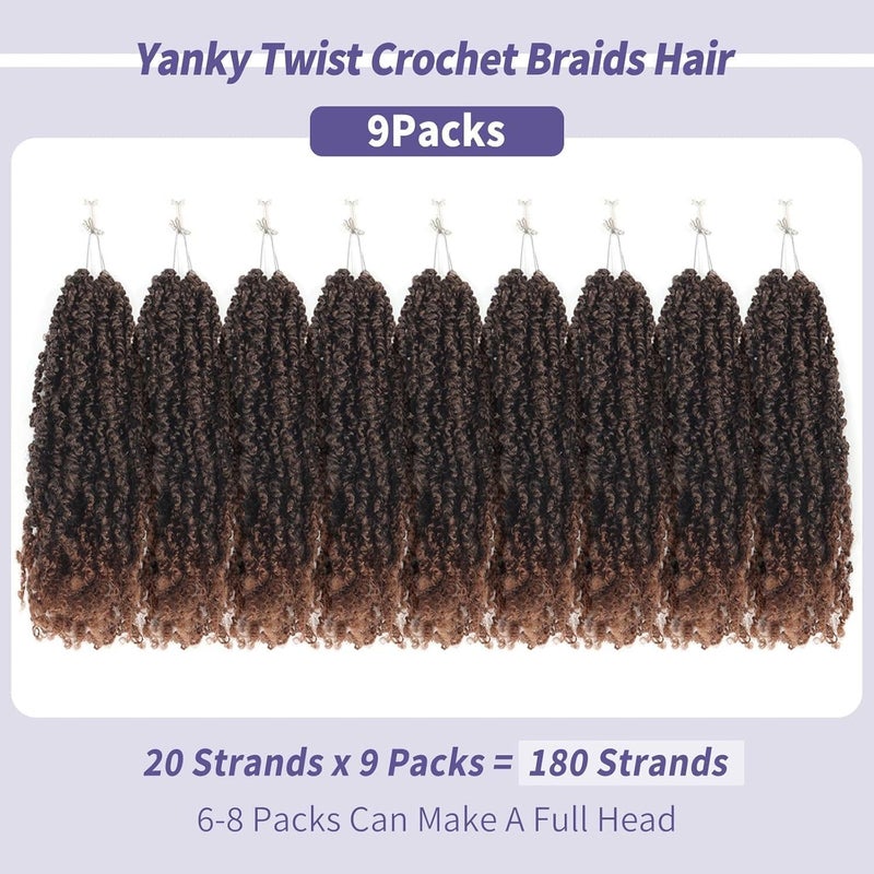 datanala Yanky Twists Crochet Braiding Hair 12 Inch 9 Packs Ombre Pre Twisted Passion Twist Crochet Hair with Curls Micro Spring Twists Crochet Hair Pre-looped Curly Crochet Hair for Women (T30#) - Image 2