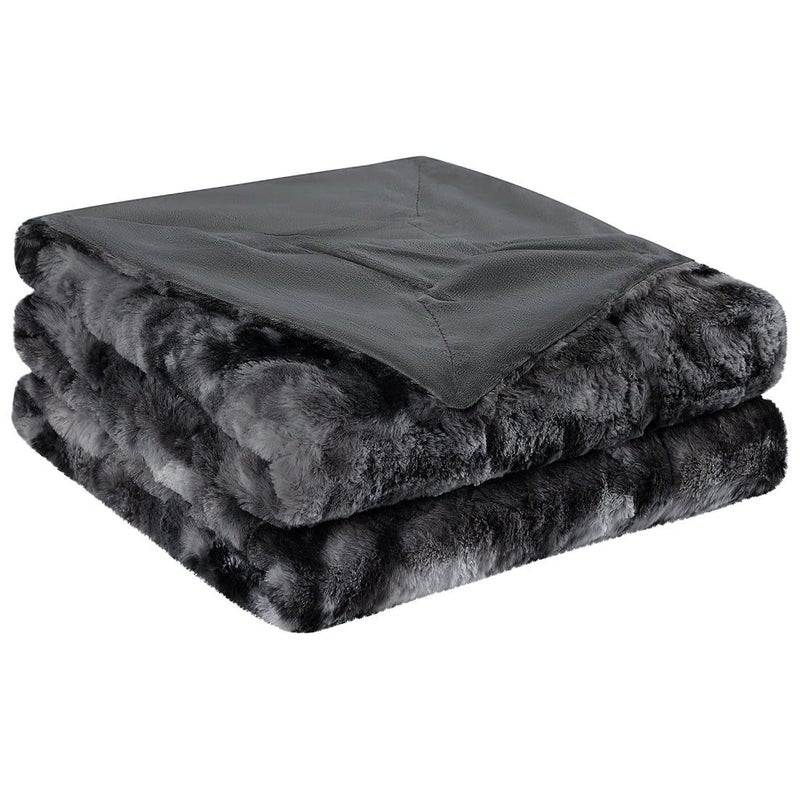PiccoCasa Soft Faux Fur Blanket Throw Size  Reversible Tiedye Luxury Shaggy Throw Blanket for Sofa Couch and Bed  Plush Fluffy Fleece Blankets As Gifts 50 x 60 Inch Gunmetal