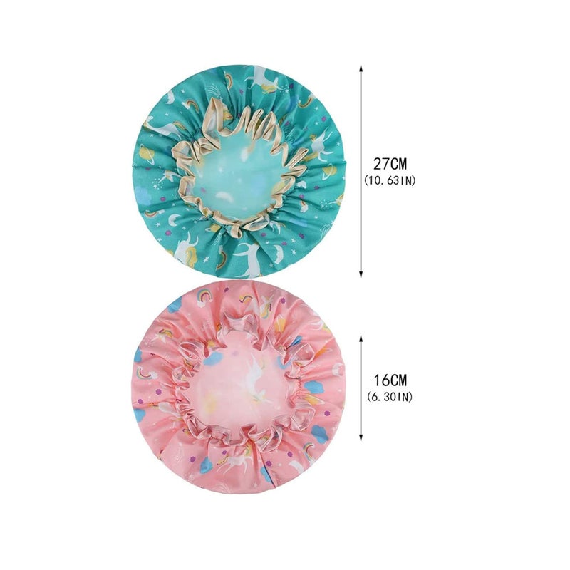 Zikra 2 Pieces Plastic Shower Caps Double-Layer Bath Cap Elastic Band Shower Hat Waterproof For Women Shower Spa Heat Cap For Deep Conditioning - Image 5