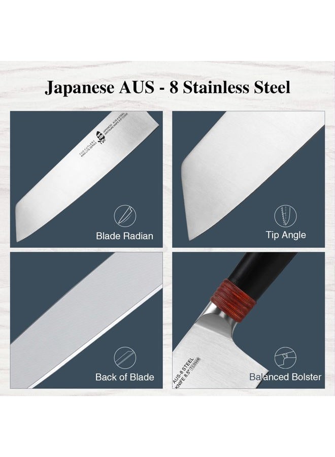 TUO Kiritsuke Knife Chef Knife 8.5 inch Kitchen Knife Vegetable Cleaver Pro Japanese Chef Knife Vegetable Fruit Chopper, AUS-8 Stainless Steel with Pakkawood Handle Gift Box, Ring Lite Series - Image 3