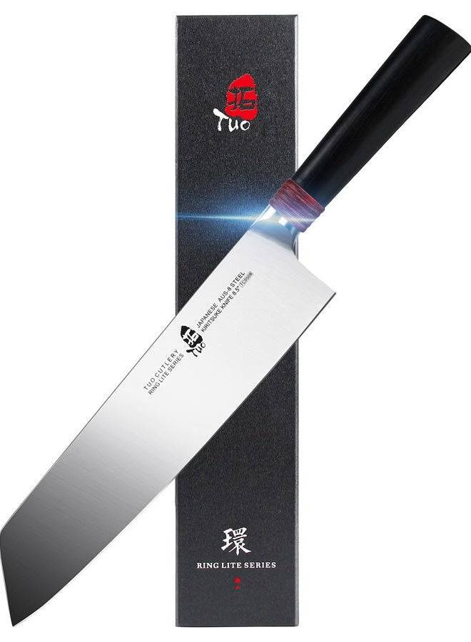TUO Kiritsuke Knife Chef Knife 8.5 inch Kitchen Knife Vegetable Cleaver Pro Japanese Chef Knife Vegetable Fruit Chopper, AUS-8 Stainless Steel with Pakkawood Handle Gift Box, Ring Lite Series - Image 1
