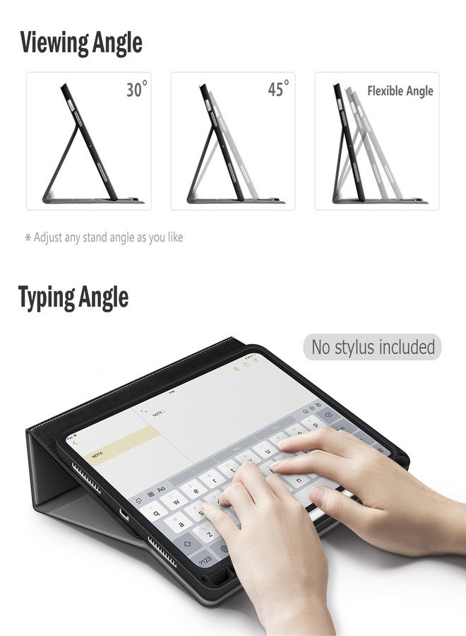 Antbox Case for iPad Air 11-inch M3 (2025) / M2 (2024), iPad Air 5th/4th Generation 10.9'' Vegan Leather with Pencil Holder Typing Angle Auto Sleep/Wake Muti-Stand (Black) - Image 3