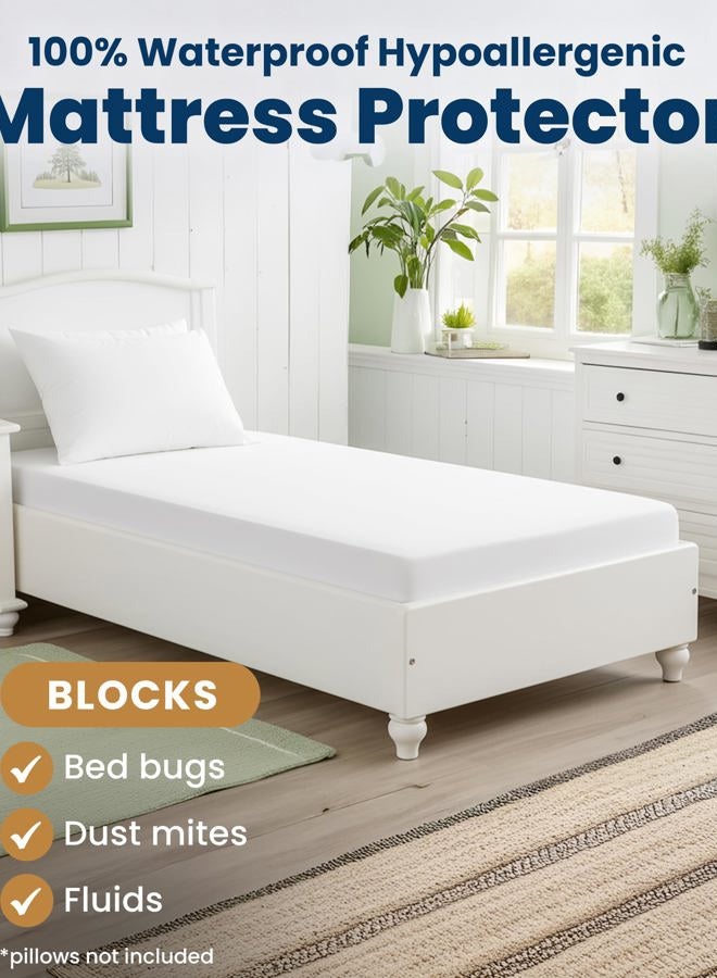 Everlasting Comfort Waterproof Twin Size Mattress Protector - 2 Pillow Protectors - Fitted Sheet Cover for Bed - Quiet Dual Layer Plastic Membrane Pad - Image 2