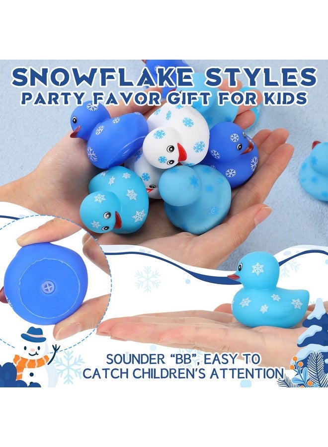 جيريفي بطة مطاطية على شكل ندفة ثلج شتوية من جيريفاي، لعبة بطة مطاطية على شكل ندفة ثلج، 4 ألوان، مجموعة كبيرة من ألعاب الاستحمام في العطلات، حوض استحمام صغير، ألعاب حمام سباحة، حفلة عيد الميلاد، حقيبة هدايا (24 قطعة) - Image 3