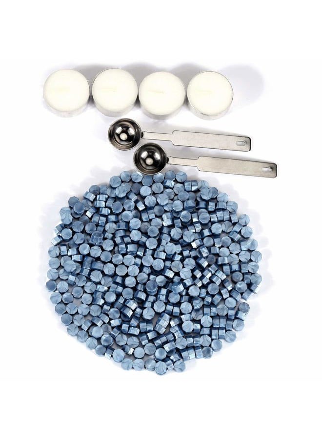 Yoption 360 Pcs Blue Sealing Wax Beads Set for Wax Seal Stamp with Candles and Melting Spoon - Image 3