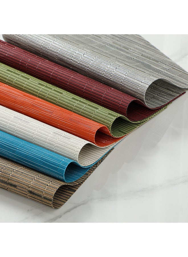 إسكدنيا مفرش طاولة مستديرة من مادة PVC مفرش طاولة غربي من نوع تيسلين نمط منسوج من الخيزران بساط عازل للحرارة في فندق طاولة حصيرة كوستر بالجملة-اللون: نمط الخيزران الأزرق.-المواصفات: على شكل مروحة 45*30 سم. - Image 4