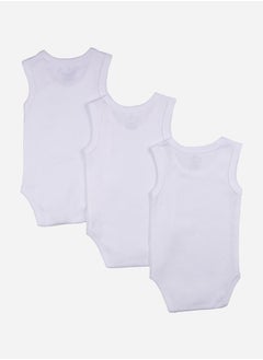Babies Basic Pack of 3 - Solid Sleeveless Bodysuit by Styli  - Image 2