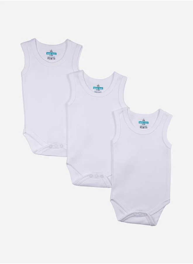 Babies Basic Pack of 3 - Solid Sleeveless Bodysuit