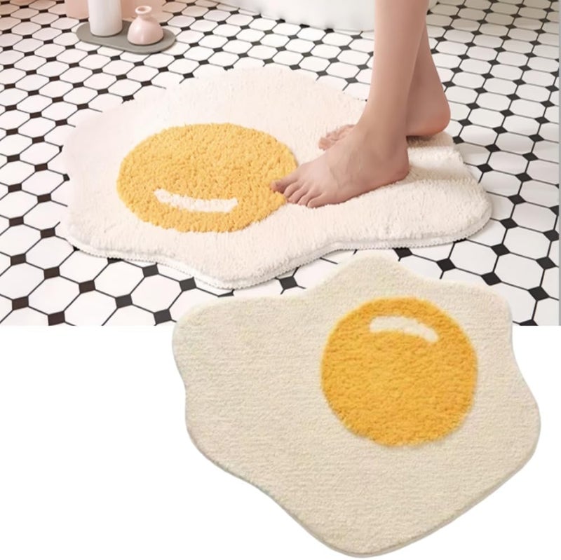 Rubvrenti Round Rug,Toilet Bathroom Rugs,Entrance Door Mat,Non Slip Indoor Sofa Floor Area Rug Mat for Living Room,Toilet Anti Slip Bedroom Entrance Carpet (Egg) - Image 1