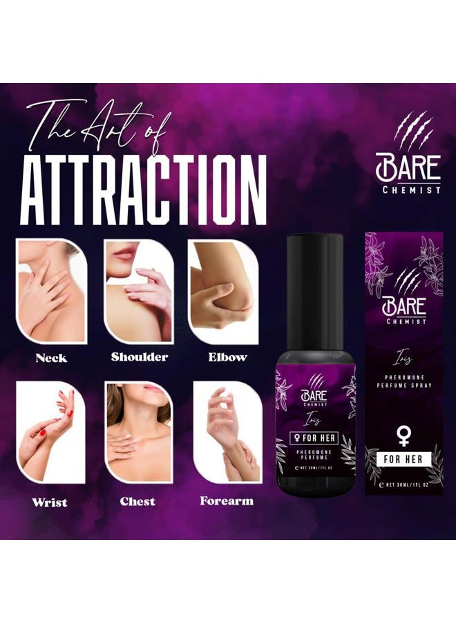 Bare Chemist Iris Pheromone Perfume for Women [Long Lasting Scent] - Oil Perfume Enhanced with Pheromones for Her 1oz. - Fruity, Vanilla, Sweet, Fresh - Image 4