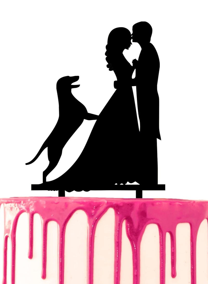 Wedding Cake Topper, Party Cake Topper, Dog Lover, Animal Lover, Groom and Bride, Acrylic Silhouette