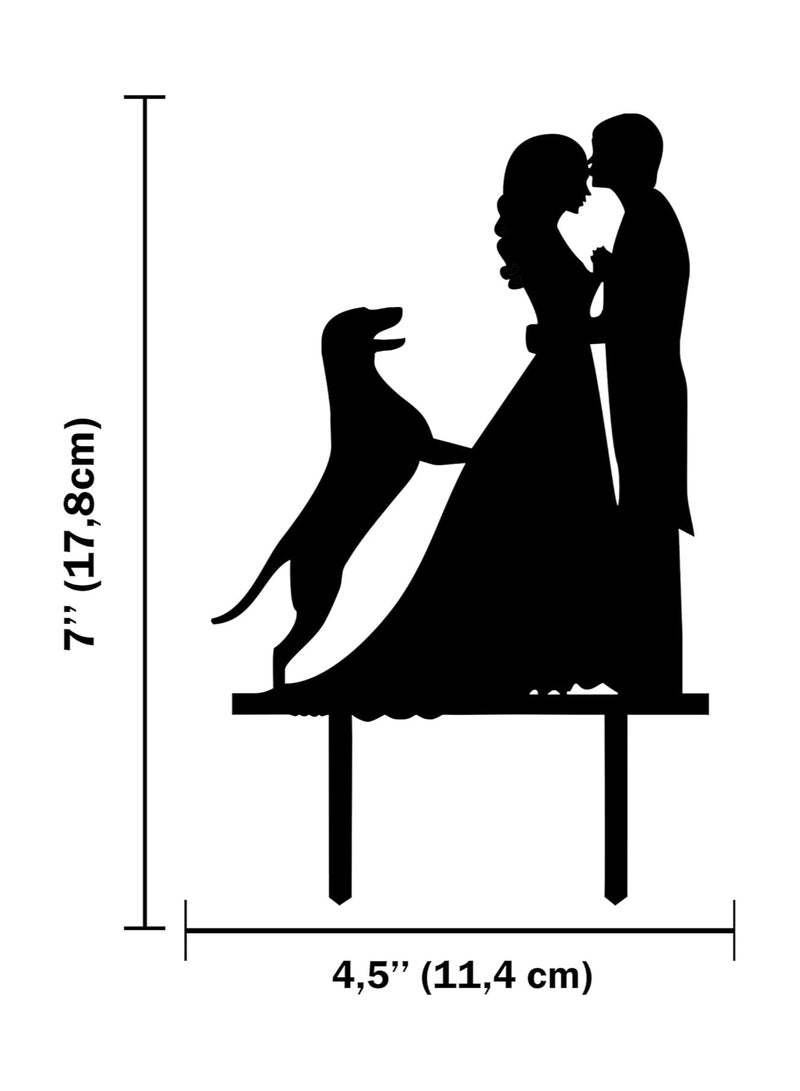 Wedding Cake Topper, Party Cake Topper, Dog Lover, Animal Lover, Groom and Bride, Acrylic Silhouette