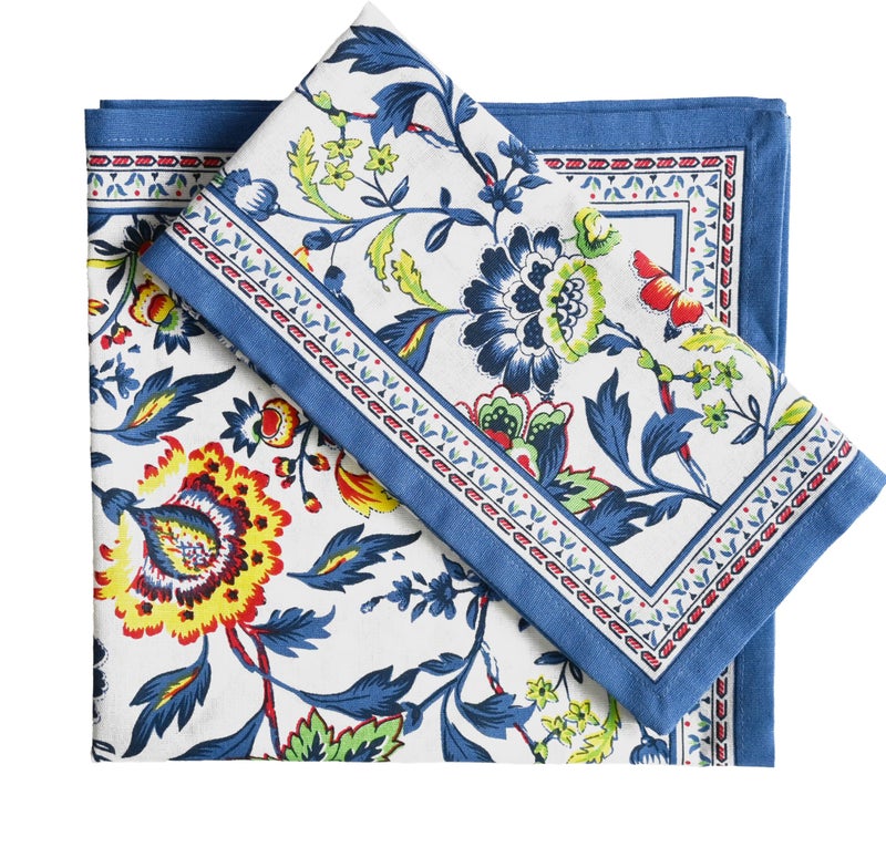 Fingercraft Cloth Napkins, Set of 12 Cotton Linen Blend Printed Dinner Napkins Cloth Mitered Corner Perfect for Parties Dinners Weddings Cocktail Christmas 20x20 Blue Floral - Image 1