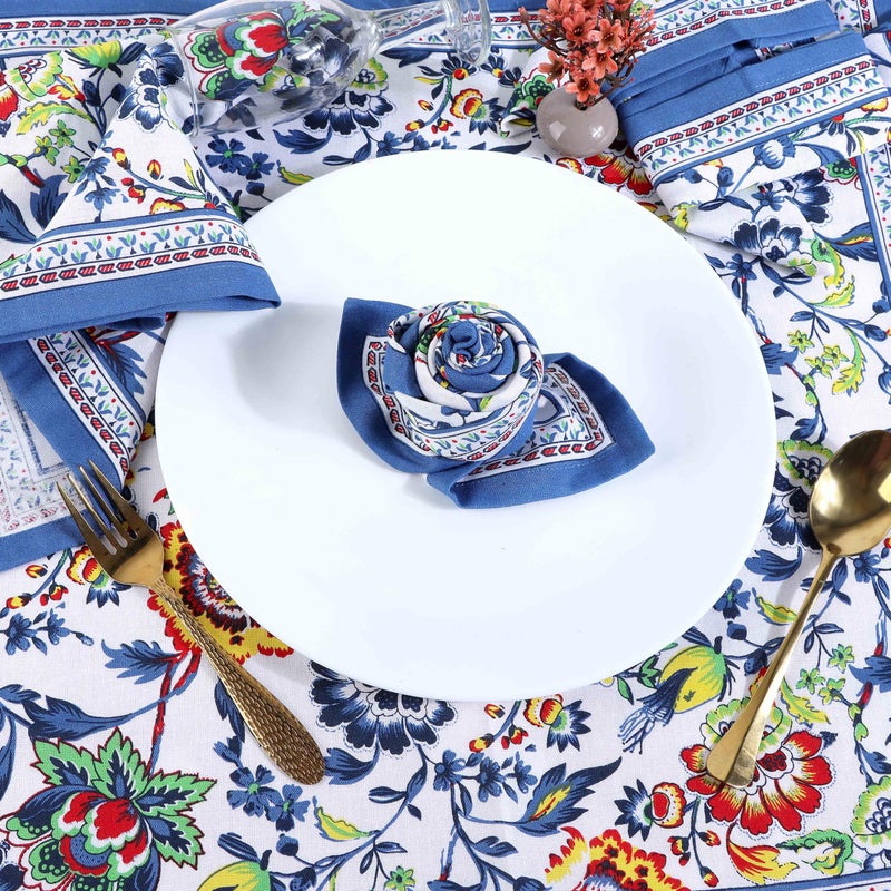 Fingercraft Cloth Napkins, Set of 12 Cotton Linen Blend Printed Dinner Napkins Cloth Mitered Corner Perfect for Parties Dinners Weddings Cocktail Christmas 20x20 Blue Floral - Image 5