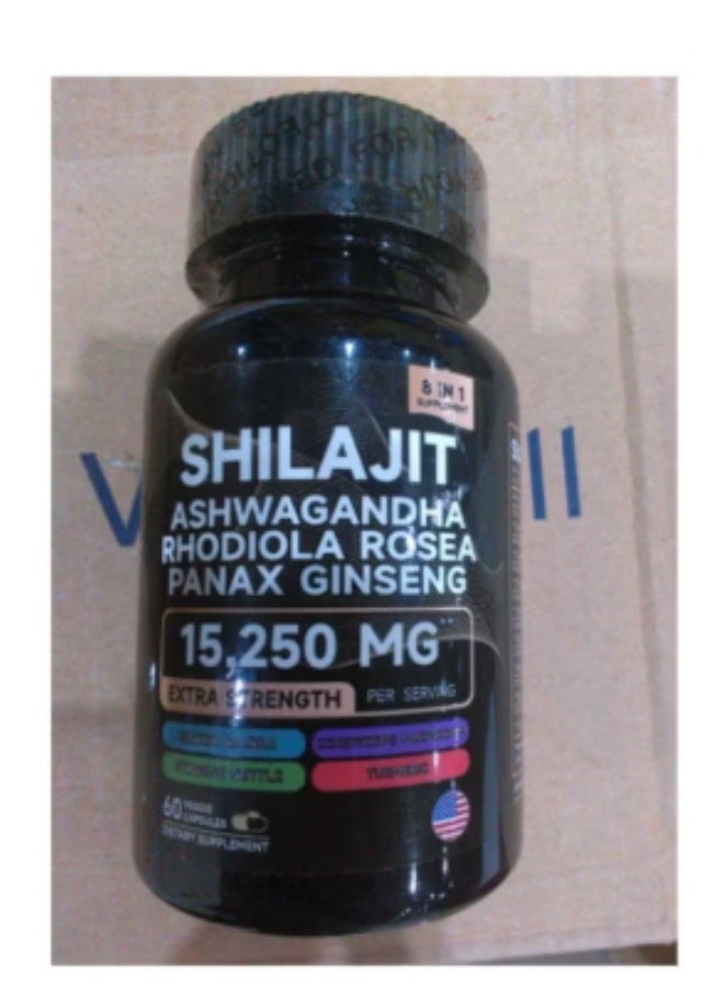 Shilajit RX 9000MG Pure Himalayan Shilajit, 2000MG Ashwagandha Energy Booster, 1000MG Rhodiola Rosea, 1500MG Panax Ginseng, 500MG Turmeric, 500MG Ginkgo, 250MG Stinging Nettle - Image 1