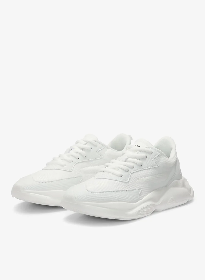 HUGO Mixed-material lace-up trainers with counter logo