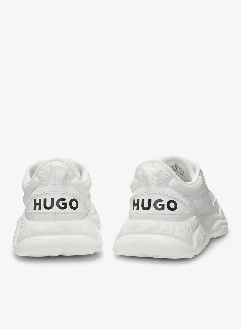 HUGO Mixed-material lace-up trainers with counter logo