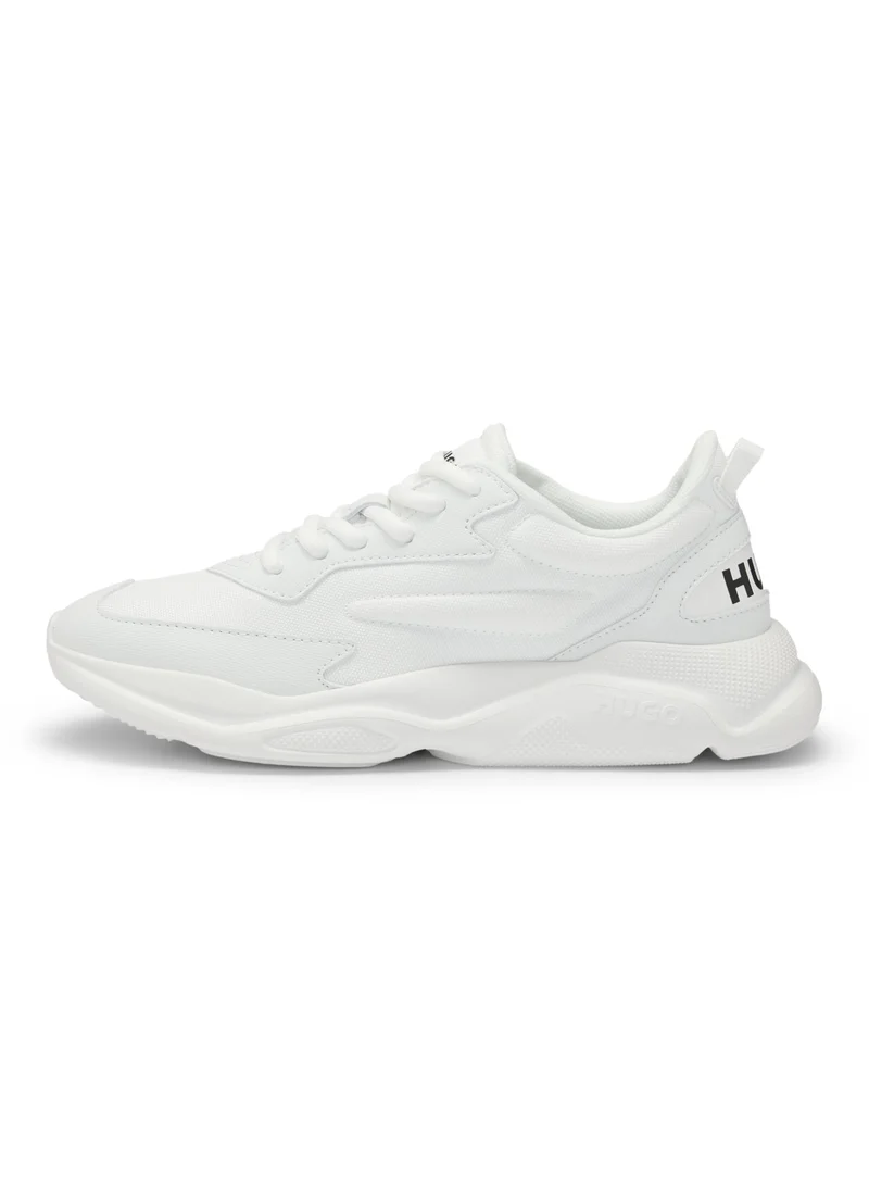 HUGO Mixed-material lace-up trainers with counter logo