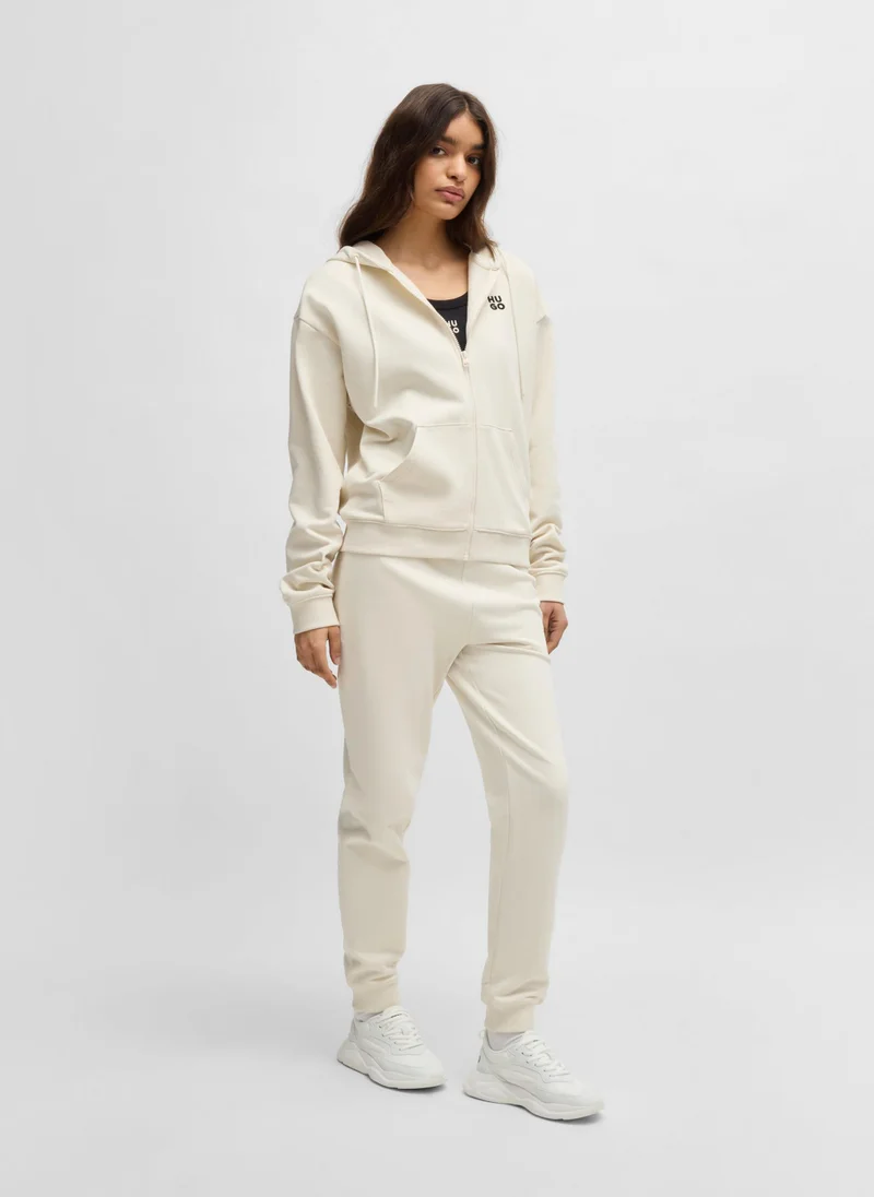 HUGO Mixed-material lace-up trainers with counter logo