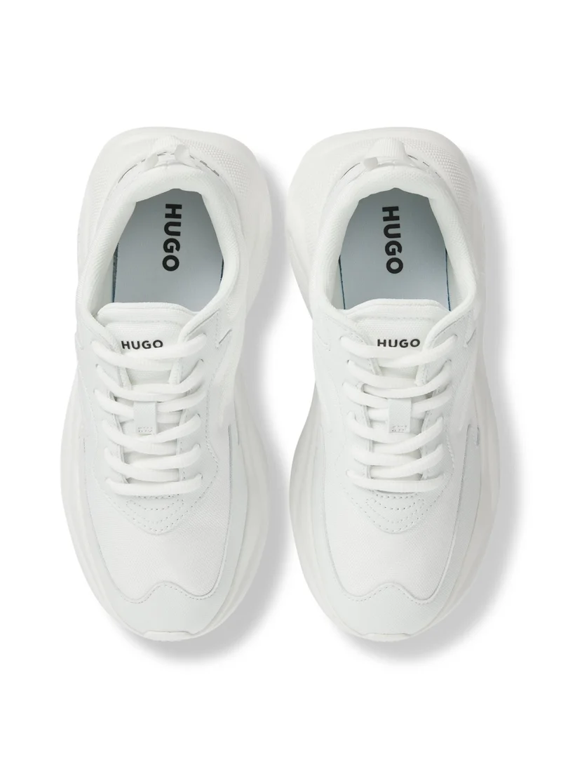 HUGO Mixed-material lace-up trainers with counter logo