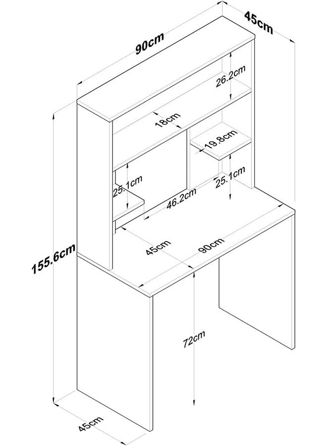 Home Canvas Vireo Sleek Desk with Hutch - White and Oak - Image 5
