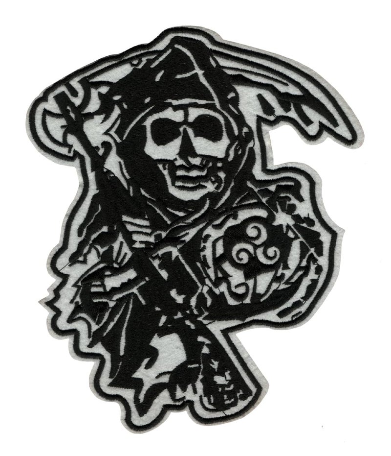 Generic Pirate Skull Captain Ghost Swords Applique Embroidered Sew-on Patch ; Size: 20cm x 17cm for Jackets, T-Shirts, Bags, Pillows, Jeans, Outdoor Clothing ; Imported from Malaysia. (Code: L-35)  - Image 1