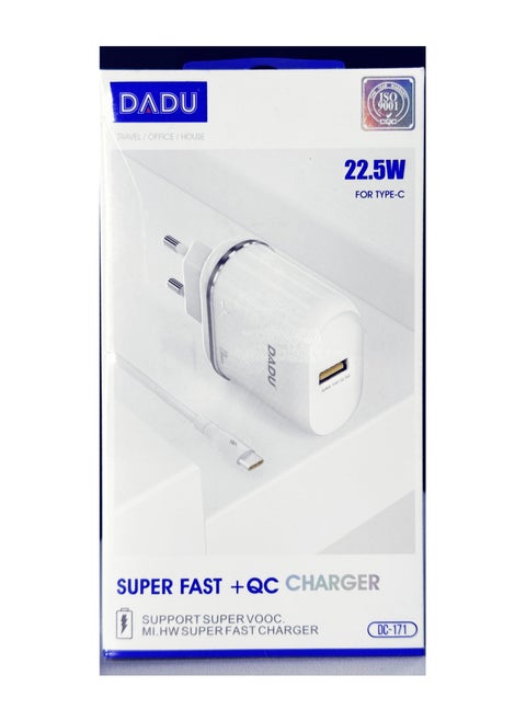 DADU DC-171  22.5W Charger With Data Cable 1M Type-C   WhitE