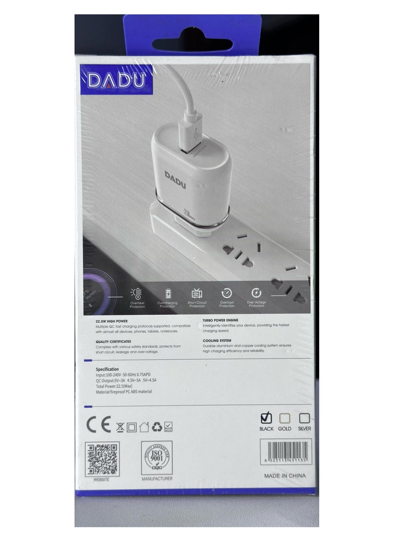 DADU DC-171  22.5W Charger With Data Cable 1M Type-C   WhitE