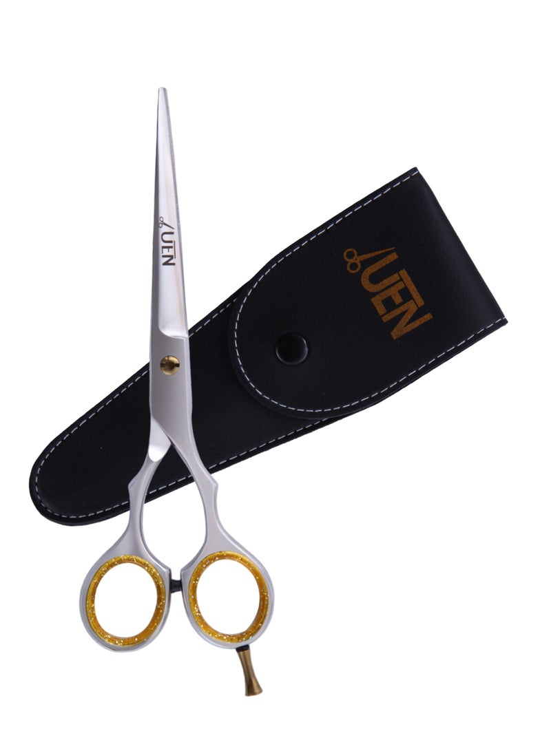 UEN Professional Hair Cutting Scissors/Shears -Razor Edge- Stainless Steel Haircut Tool, Perfect for Home, Salon, Barber Hairdressing Women/Men Grooming, Styling, Silver  - Image 1