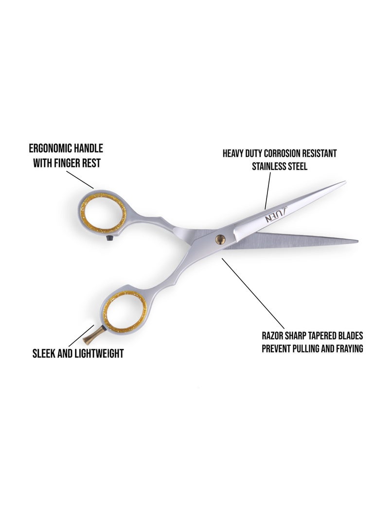 UEN Professional Hair Cutting Scissors/Shears -Razor Edge- Stainless Steel Haircut Tool, Perfect for Home, Salon, Barber Hairdressing Women/Men Grooming, Styling, Silver  - Image 3
