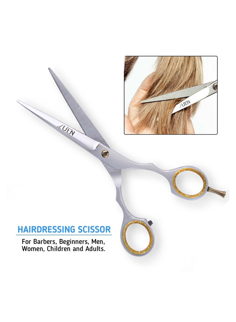 UEN Professional Hair Cutting Scissors/Shears -Razor Edge- Stainless Steel Haircut Tool, Perfect for Home, Salon, Barber Hairdressing Women/Men Grooming, Styling, Silver  - Image 4