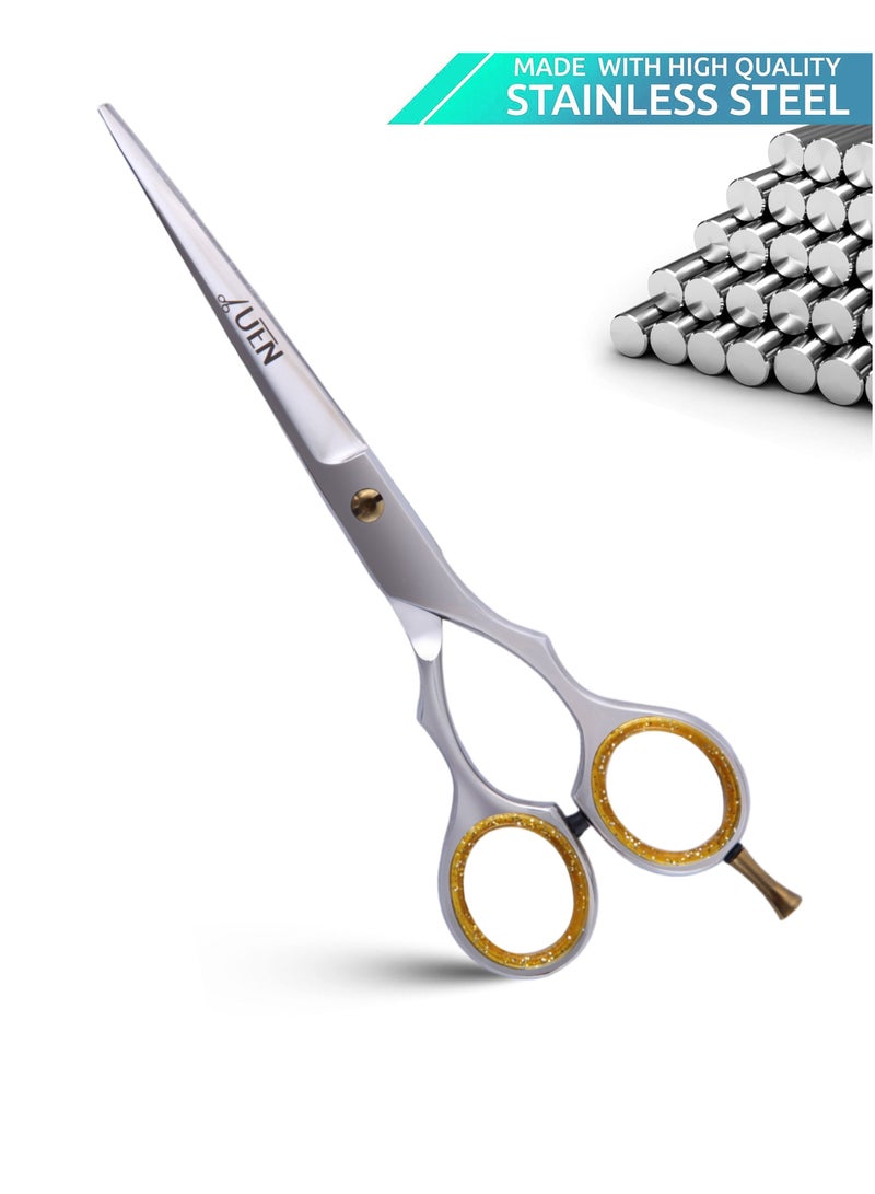 UEN Professional Hair Cutting Scissors/Shears -Razor Edge- Stainless Steel Haircut Tool, Perfect for Home, Salon, Barber Hairdressing Women/Men Grooming, Styling, Silver  - Image 5