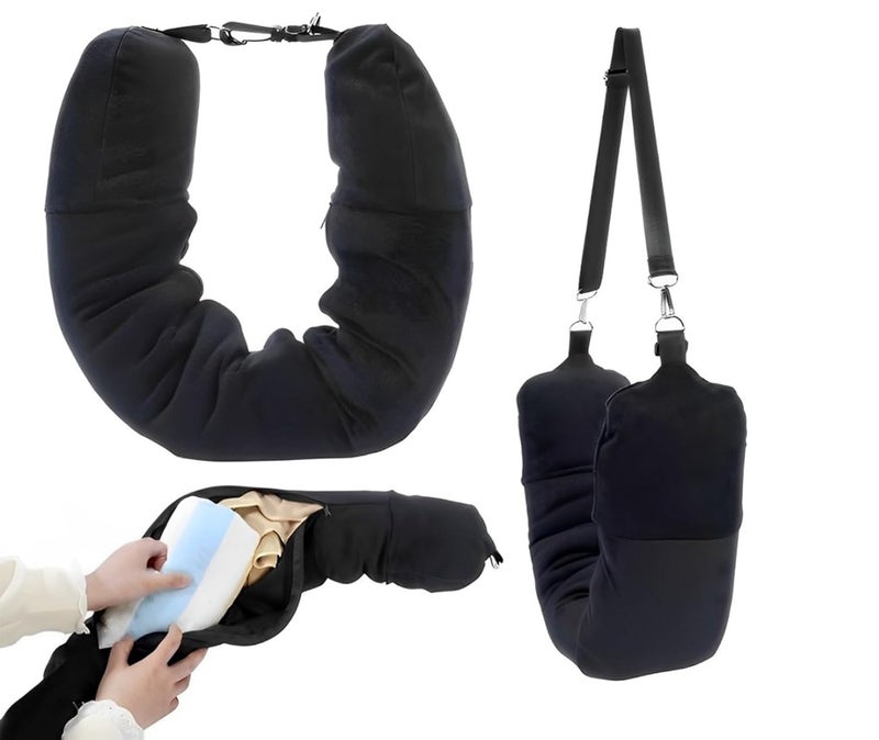 Neck Pillow for Travel Neck Pillow with Adjustable Neck Size Packable Clothing Travel Accessories for Airplane Soft UShapes Travel Neck Pillow No Filler