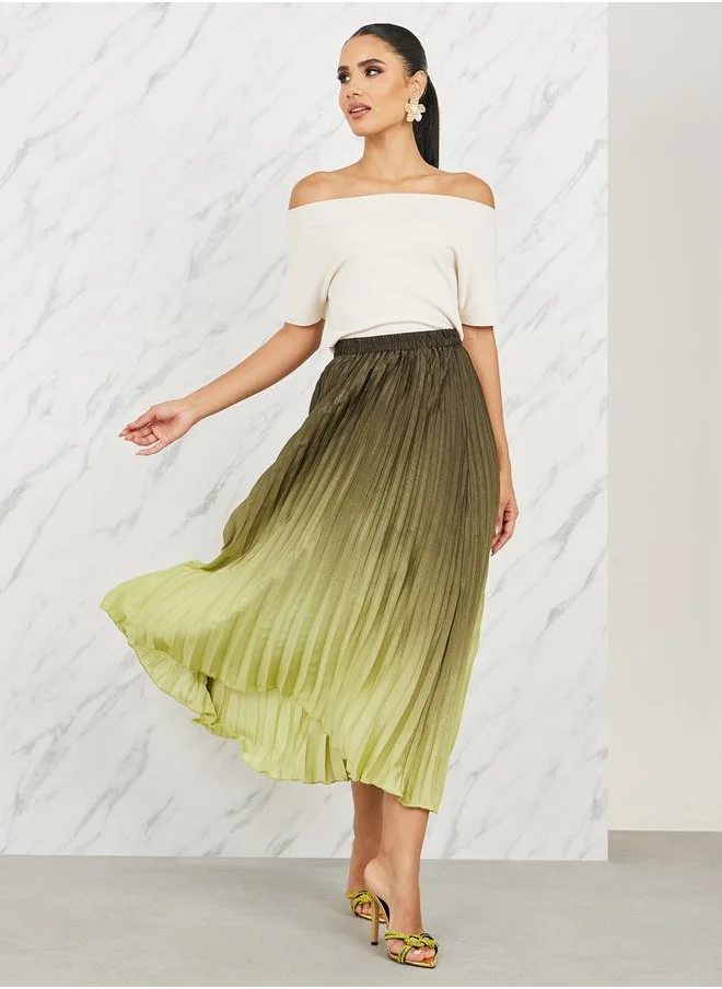 ستايلي Ombre Pleated A-Line Maxi Skirt