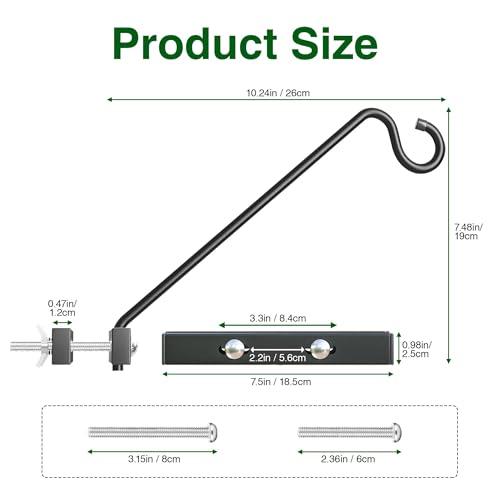 Josmimic 12-Inch Deck Bird Feeder Hanger for Railing, Outdoor Decor Plant Hanger, Balcony Railing Hook - 22LB Capacity - for Hanging Plants, Bird Feeders, Lanterns, Wind Chimes - Image 3
