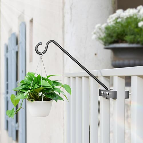 Josmimic 12-Inch Deck Bird Feeder Hanger for Railing, Outdoor Decor Plant Hanger, Balcony Railing Hook - 22LB Capacity - for Hanging Plants, Bird Feeders, Lanterns, Wind Chimes - Image 2