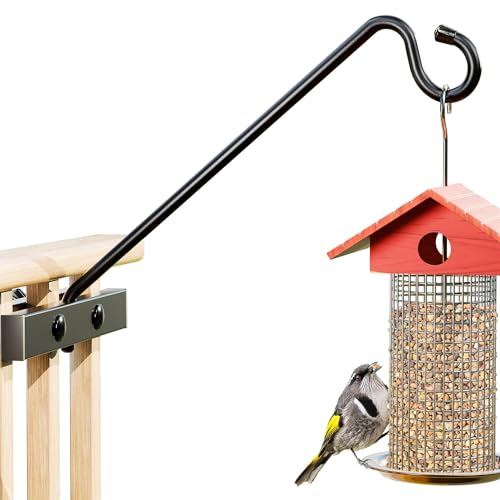 Josmimic 12-Inch Deck Bird Feeder Hanger for Railing, Outdoor Decor Plant Hanger, Balcony Railing Hook - 22LB Capacity - for Hanging Plants, Bird Feeders, Lanterns, Wind Chimes - Image 1