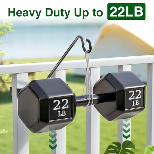Josmimic 12-Inch Deck Bird Feeder Hanger for Railing, Outdoor Decor Plant Hanger, Balcony Railing Hook - 22LB Capacity - for Hanging Plants, Bird Feeders, Lanterns, Wind Chimes - Image 4