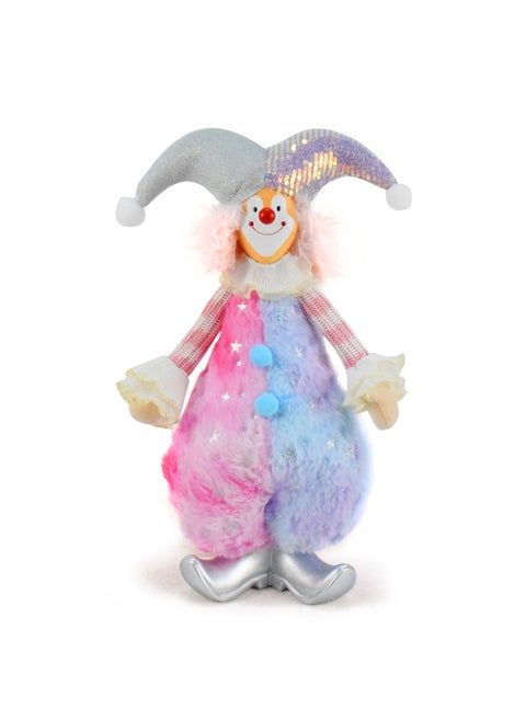 Color Plush Clown Statue Collectibles Ornaments Pink Blue Clown Color Splice Doll Ornaments Clown-Color:Color 17*11*39cm