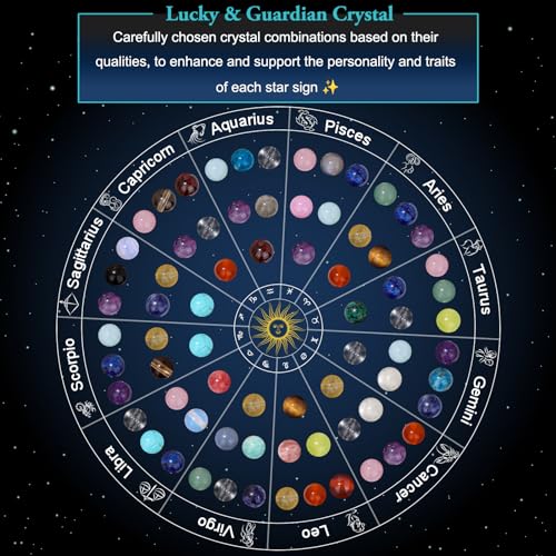 Raicegs Crystal Bracelets for Women 18K Gold Plated Bracelets Pisces Gifts Healing Zodiac Bracelets for Women Natural Stone Zodiac Sign Bracelets Gemstone Beads Constellation Horoscope Jewelry for Women Birthday Gifts - Image 4