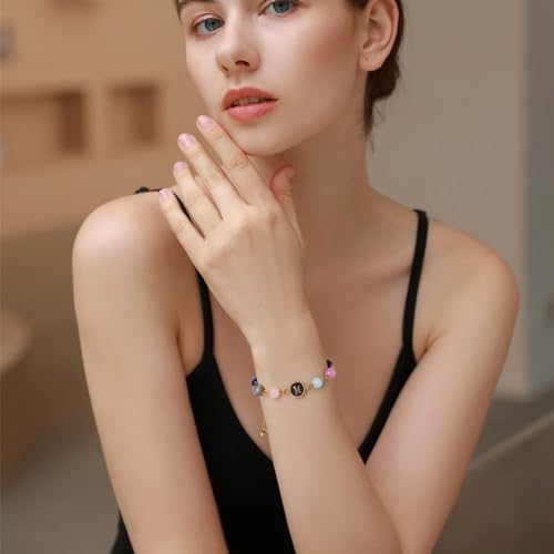 Raicegs Crystal Bracelets for Women 18K Gold Plated Bracelets Pisces Gifts Healing Zodiac Bracelets for Women Natural Stone Zodiac Sign Bracelets Gemstone Beads Constellation Horoscope Jewelry for Women Birthday Gifts - Image 3