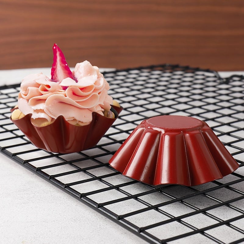 12pcs Non Stick Flower Tart Cake Molds for Valentine Thanksgiving Baking - Image 1