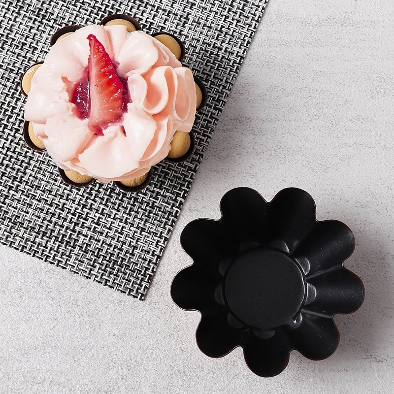 12pcs Non Stick Flower Tart Cake Molds for Valentine Thanksgiving Baking - Image 2