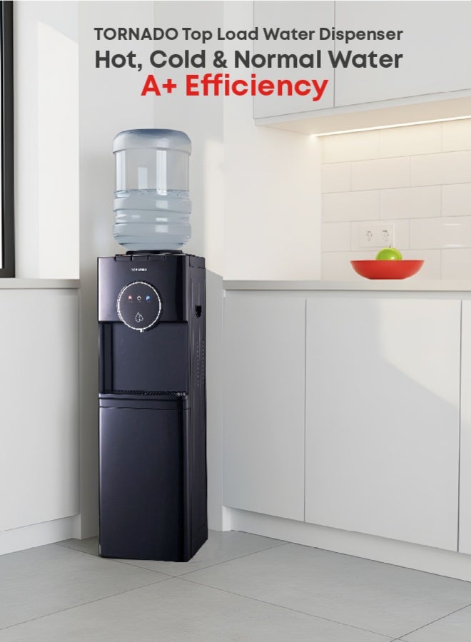 Tornado Water Dispenser Top Loading with Bottom Refrigerator Hot & Cold 3 Taps Black TWD-L3T1RE-B TWD-L3T1RE-B black - Image 1